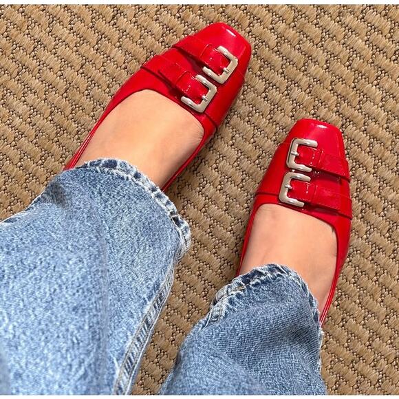 ZARA Red Patent Slingback Heels NWT | Double Buckle | Blogger Fave - Picture 7 of 16